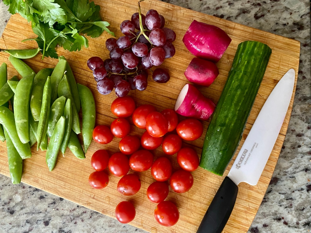 ingredients for summertime vegan pasta salad